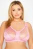 Yours Curve Pink Hi Shine Lace Non Wired Bra