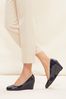 Friends Like These Navy Wide FIt Patent Wedge Court Shoes