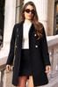 Friends Like These Black Longline Double Breast Button Dolly Coat, Regular