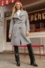 Friends Like These Black/White Funnel Neck Wrap Belted Trench Coat, Regular