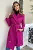 Lipsy Magenta Pink Dropped Collar Belted Wrap Trench Coat, Regular