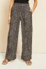 Friends Like These Black/Neutral Animal Wide Leg Pull On Trousers, Regular