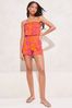 Lipsy Orange/Pink Tropical Floral Print Jersey Bandeau Waist Tie Summer Playsuit