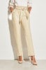 Lipsy Cream Faux Leather Military Button Paperbag Trousers, Regular