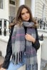 Lipsy Grey, White And Pink Super Soft Chunky Brushed Large Scarf