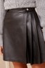 Love & Roses Black Faux Leather Button Through Mini Skirt