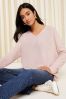 Friends Like These Blush Oversized V Neck Cosy Jersey Long Sleeve Sweat Top