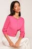 Lipsy Hot Pink Scallop Detail Crew Neck Button Through Cardigan