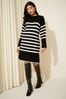 Friends Like These Black/White Striped Knitted Long Sleeve Jumper Dress