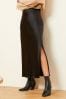 Love & Roses Black Satin Bias Cut Maxi Skirt