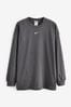 Nike Black Oversized Mini Swoosh Long Sleeve T-Shirt