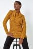 Roman Yellow Textured Cowl Neck Pocket Jumper