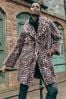 Roman Brown Premium Animal Print Faux Fur Coat