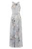 Roman Grey Lace Top Overlay Pleated Midi Dress