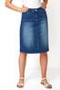 Roman Blue A-Line Knee Length Denim Skirt