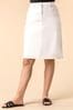 Roman White A-Line Knee Length Denim Skirt