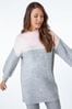 Roman Pink Colourblock Embellished Longline Jumper