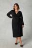 Live Unlimited Curve Jersey-Kleid mit Schnallenbesatz und Wickelkleid in Schwarz