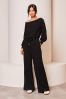 Lipsy Black Cosy Off The Shoulder Long Sleeve Jumpsuit