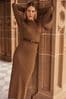 Forever New Brown Hannah Belted Midi Knit Dress