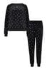 Pour Moi Black Cosy Fleece Sweatshirt and Jogger Pyjama Set