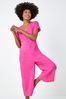Roman Pink Wide Leg Jumpsuit with a Touch of Linen