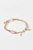 Oliver Bonas Gold Tone Rosalind Freshwater Pearl and Bar Layered Chain Bracelet