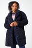 Roman Blue Petite Longline Teddy Coat