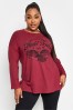 Yours Curve Red Long Sleeve Drop Shoulder T-Shirt
