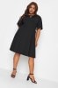 Yours Curve Black Ribbed Keyhole Angel Party Dress