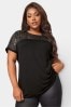 Yours Curve Black Sequin Yoke T-Shirt