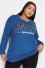 Yours Curve Blue Oversized Varsity Long Sleeve Tunic