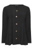 Yours Curve Black Limited Long Sleeve Ribbed Button Front Top