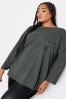 Yours Curve Grey Limited Long Sleeve Utility Pocket Slouchy Top