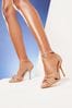 Lipsy Nude Pink Regular Fit Mid Heel Knot Faux Leather Strappy Sandal, Regular Fit
