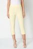 Roman Light Yellow Cropped Stretch Trousers