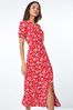 Roman Red Ditsy Floral Print Jersey Fit & Flare Dress