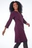 Roman Purple Petite Notch Neck Jacquard Dress
