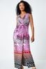 Roman Pink Abstract Print Maxi Wrap Dress