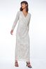 Roman Silver Sequin Wrap Stretch Maxi Dress