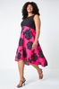 Roman Black Curve Premium Stretch Floral Midi Dress