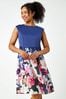 Roman Blue Premium Stretch Floral Dress