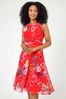 Roman Red Petite Floral Print Buckle Detail Dress