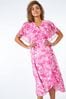 Roman Pink Petite Floral Print Cape Midi Dress