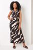 Roman Black Petite Animal Print Twist Waist Maxi Dress