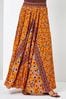 Roman Orange Boho Floral Print Maxi Skirt