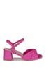 Linzi Pink Charlotte Block Heeled Sandals With Bow Front Detail