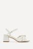 Linzi White Charlotte Block Heeled Sandals With Bow Front Detail