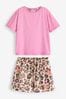 Pink Animal - Kurzes Pyjama-Set aus Baumwolle, Regulär