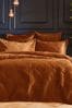 Paoletti Orange Palmeria Quilted Velvet Duvet Cover and Oxford Border Pillowcase Set